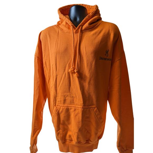 Browning Orange Hoodie Mens 2XL Hunting Sweatshirt Pullover Hiking Kangaroo - Picture 4 of 14